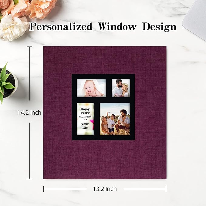 potricher Photo Album 4x6 1000 Photos Linen Cover Large Capacity Picture Albums for Family Wedding Anniversary Baby Vacation (Purple)