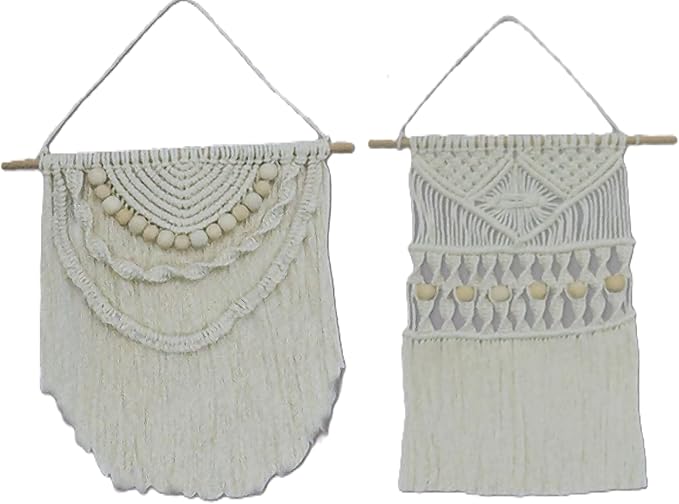 Macramé Wall Hanging Kit for Beginners and Adults - DIY Craft kit with Cord, Wooden Beads, and Sticks to Make Two Handmade Wall hangings