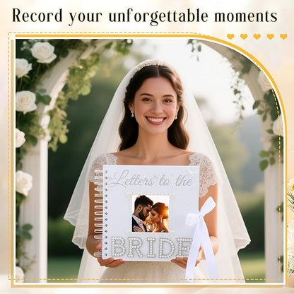 Fullhawl Letters To The Bride Scrapbook 8x8 Inch Bride Memory Book DIY Wedding Photo Album with Stickers and Markers for Wedding Engagement Bridal Shower Gifts Party Supplies, 40 Sheets