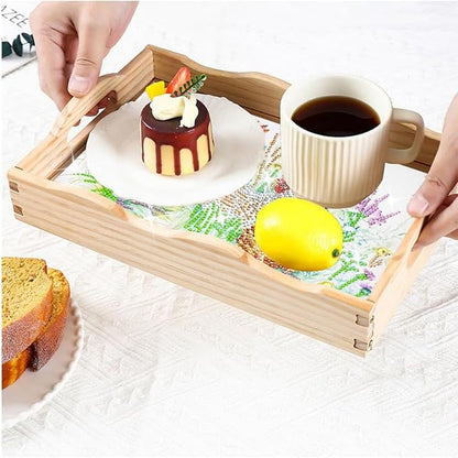 DIY Diamond Art Wooden Tray Kit, Food Tray with Handle Diamond Painted Table Decoration Tray, for Breakfast, Bar Dinner Table Diamond Dots Gem Painting Art Set for Beginners-#25-Chicken