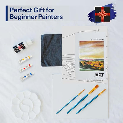 Painting4Real DIY Art Painting Kit for Adults – Learn to Paint Autumn Hill with Video Tutorials – 9 Pieces Acrylic Paint Set for Adults –Perfect Christmas Crafts & Holiday Gifts for Art Lovers