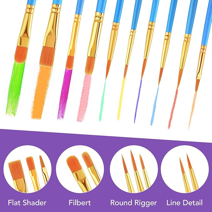 AROIC Acrylic Paint Brush Set, 80pack/800pcs Nylon Paint Brushes, for Oil Painting Rock Body Painting, Artist Amateur Craft Paint Brushes Supplies, Children Adult Painting Small Paint Brush Set.