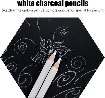 Healvian 3Pcs White Charcoal Pencils for Drawing and Sketching, Professional Art Drawing Highlight Pencils, Wooden Sketching Supplies for Artists and Students
