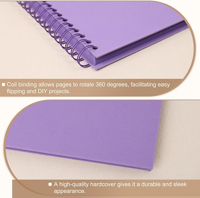 Scrapbook Album 10x10 Inches Photo Album Hardcover Kraft with Window Scrap Book Blank Memory Book for Baby Wedding Guest Book Couples Graduation Travel DIY Anniversary, 100 Pages Purple