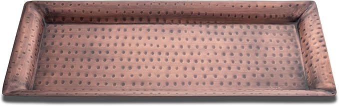 Monarch Abode Decorative Tray – 16-Inch Hand Hammered Antique Copper Metal Bathroom Tray Countertop, Vanity Trays Organizer, Perfume Plate for Dresser, Kitchen Countertop Large Fruit Platter