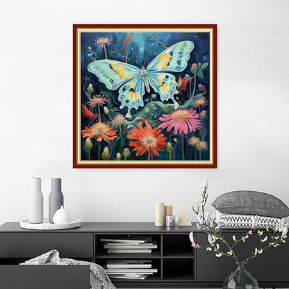Joyhoor Cross Stitch Kits for Beginners Stamped Cross-Stitch Supplies Needlework preprint Embroidery Kits for Adults DIY Needlepoint Kits Embroidery Patterns 11CT-Butterfly Flowers 18.x18 inch