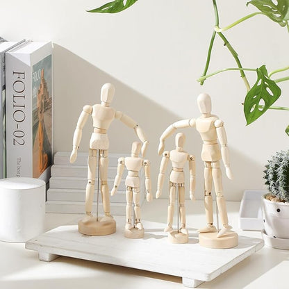 Menkxi 6 Pcs Artist Mannequin Model Wooden Manikin Drawing Moveable Figure with Stand Flexible Jointed Mannequin Human Drawing Model for Artists Sketching Painting Home Decoration