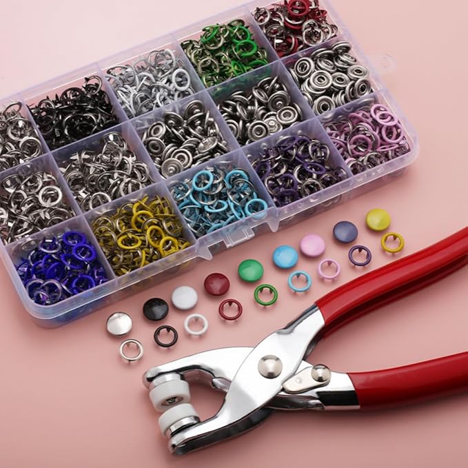 Sewing Kit with 100pcs Metal Buttons – Manual Pliers Tool Included, Sewing Kit with Metal Buttons DIY Crafts and Home Repairs Plastic Accessories (2PCS)