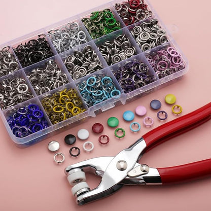 Sewing Kit with 100pcs Metal Buttons – Manual Pliers Tool Included, Sewing Kit with Metal Buttons DIY Crafts and Home Repairs Plastic Accessories (2PCS)