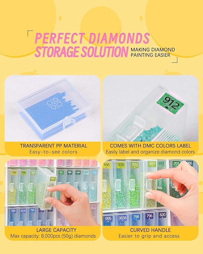 60pcs Diamond Art Storage Containers Trays ＆ Stand, Diamond Painting Accessories Diamond Painting Trays with Lids, 2-in-1 Diamond Art Tray and Beads Storage, Beads Gem Art Tools Storage Rack