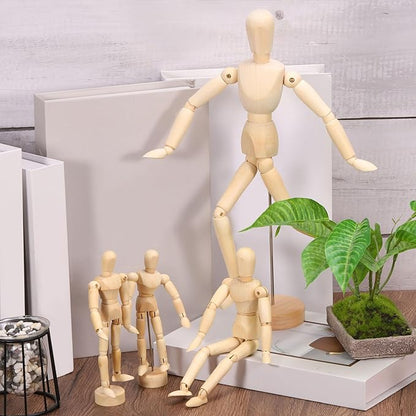 PATIKIL 5.5" Wooden Mannequin Figure, Artist Drawing Manikin Model Flexible Movable Jointed Sketching Lay Figure for Painting Drawing Decoration