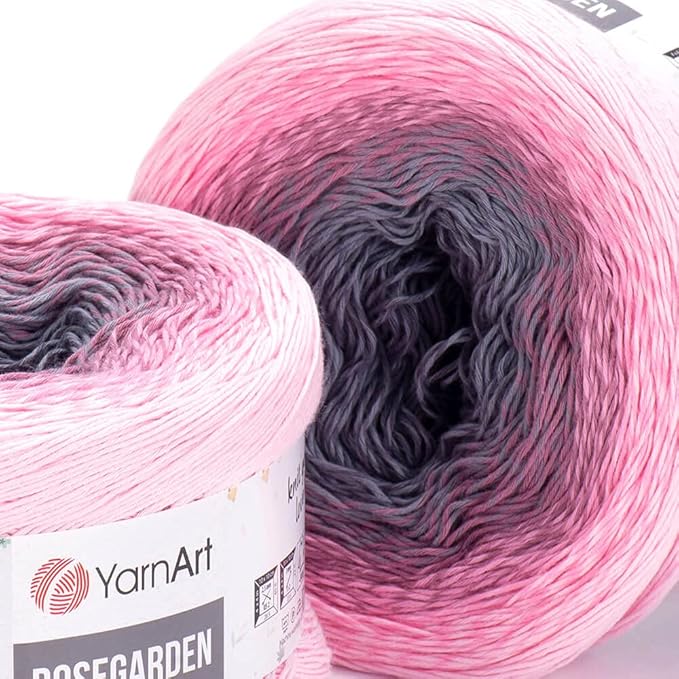 2 Skein Yarn Art Rosegarden Yarn 100% Cotton 2x1094yards 2x250gr Multicolor Cotton Yarn Rainbow Crochet Yarn Spring Summer Fine 1 Top 5 Most Used Colors (Rosegarden 313)