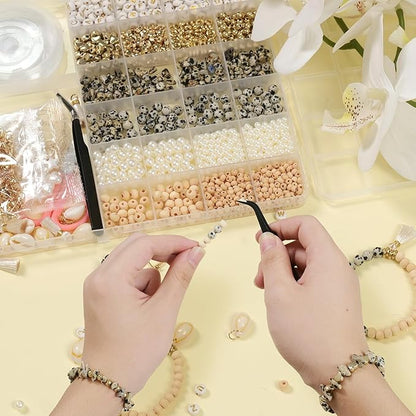 TOIPINIO Bracelet Making Kit Jewelry Making Supplies Kit Natural Stone Beads for Irregular Natural Stone with for DIY Craft 1736PC Friendship Bracelet/Necklace/Earrings for Adults (Dalmatian Jasper)