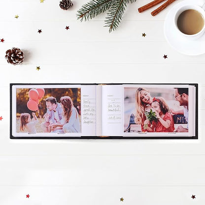 Mublalbum Small 4x6 Photo Album Linen Cover with Memo Areas Photobook Pictures Book Holds Horizontal Pockets for Wedding Family Baby and Vacation (Pink)