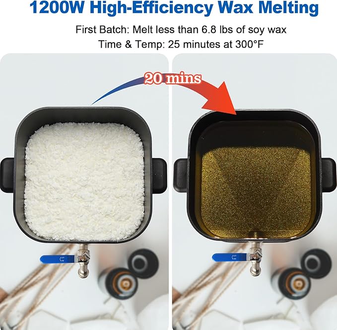 Yuuchail Wax Melter for Candle Making, 7Qts Large Wax Melting Pot with Digital Display & Non-Stick Tilted Bottom Easy Clean Up for Craft or Business