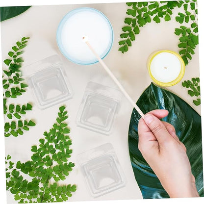 100Pcs Transparent Small Wax Melt Molds for Candle Making DIY Soap Chocolate Cubes Clear Plastic Containers Wax Molds for Crafting