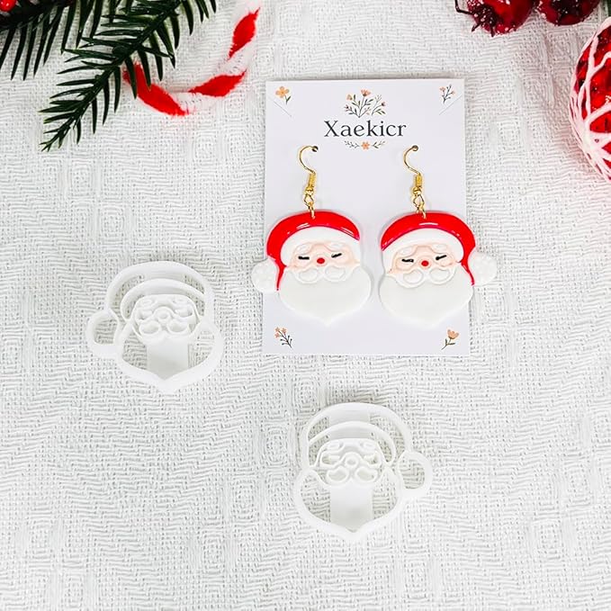 Xaekicr Christmas Santa Polymer Clay Cutters Set – Clay Earring Cutters for DIY Earrings – Cute Holiday Face Clay Molds – Polymer Clay Tools for Jewelry Making