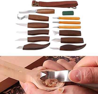 WALFRONT Wood Working Carving Tools High Hardness Wood Whittling Kit Walnut Deepen Insert Handle Scraper for Beginner Adults DIY