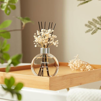 Donurex Flower Reed Diffuser Set 5.07oz Black Forest Scent Diffuser with Sticks Home Fragrance Reed Diffuser for Bathroom Shelf Decor