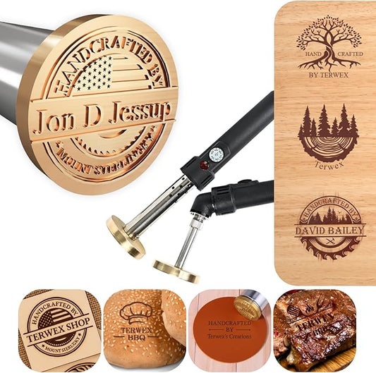 Terwex Custom Electric Branding Iron for Wood with Adjustable Temperature – Wood Branding Iron Personalized Stamp Logo for Food Leather Crafts, Metal Branding Stamp for DIY Gifts & Woodworking Tools