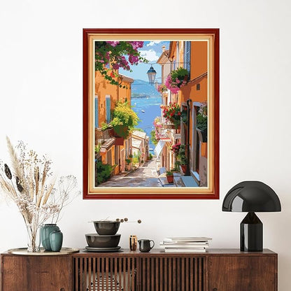 Artvxeay Stamped Cross Stitch Kits | Embroidery Kits for Beginners Craft Kit Needlepoint for Adults Supplies DIY 11CT- (Seaside Street View 16x20 inch)