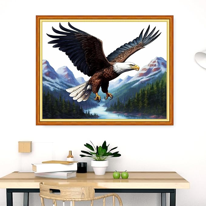 Dimensean Stamped Cross Stitch Kits Full Range of Embroidery Patterns Starter Kits for Beginners Adult DIY Cross Stitches Needlepoint Kits 11CT-Feiying Mountain and River 16x20 inch