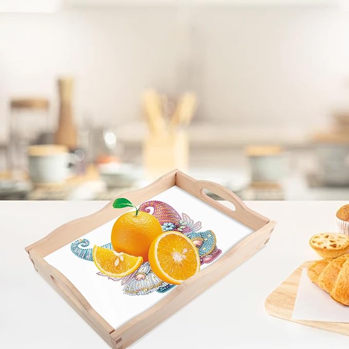 JISHSHAY Diamond Art Serving Tray Diamond Painting Food Tray Gem Art Serving Platter Gem Painting Mosaic Kits for Adults DIY Kits for Adults, with Wood Handle 20×30cm/7.87×11.81in, Gnome Couple