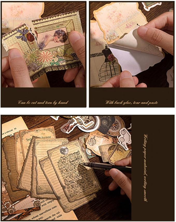 100PCS Vintage Journaling Scrapbooking Supplies Ephemera Pack for Journals Planners Decoupage Paper Scrapbook Stickers Aesthetic Cottagecore Collage Craft Album (Adventure Tours)