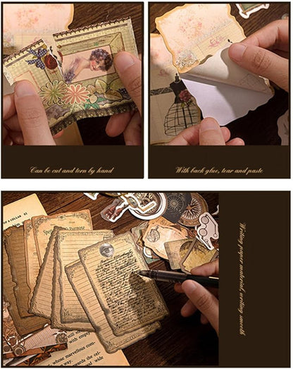 100PCS Vintage Journaling Scrapbooking Supplies Ephemera Pack for Journals Planners Decoupage Paper Scrapbook Stickers Aesthetic Cottagecore Collage Craft Album (Adventure Tours)