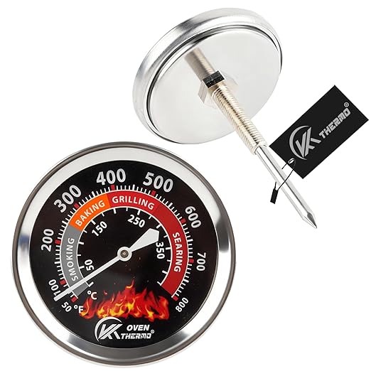 2.56 inch Grill Thermometer for Outside Grill Smoker Thermometer BBQ Temperature Gauge Stainless Steel Temp Gauge for BBQ Meat Cooking Lamb Beef