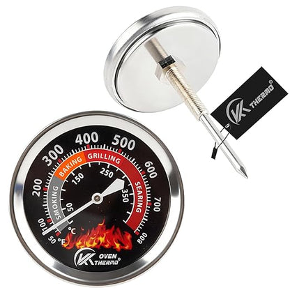 2.56 inch Grill Thermometer for Outside Grill Smoker Thermometer BBQ Temperature Gauge Stainless Steel Temp Gauge for BBQ Meat Cooking Lamb Beef