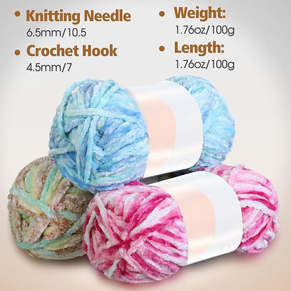 Woanger 20 Skeins Soft Chenille Yarn Velvet Blanket Yarn for Crocheting Hand Knitting Weaving DIY Craft, 93 Yards Each (Vintage Color)