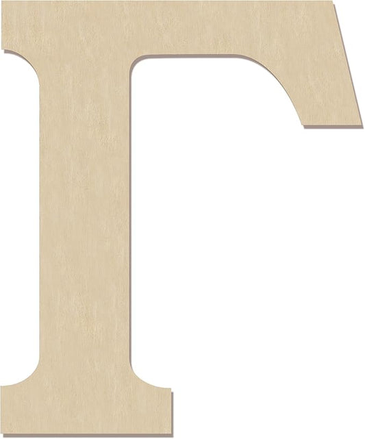 HILAZA 12 Inch Large Wooden Greek Letters, Unfinished Big Wood Letters for Wall Decor, DIY Crafts, Parties Wedding Christmas Home Decoration, Letter Gamma (Γ)