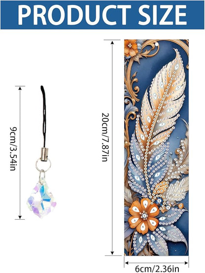 4-Pack 5D Diamond Painting Bookmarks Kit, DIY Diamond Art Bookmarks with Rhinestones and Tassels, Bohemian Unique Flower and Feather Designs, Handmade Bookmark Set for Adults, Gift for Book Lovers