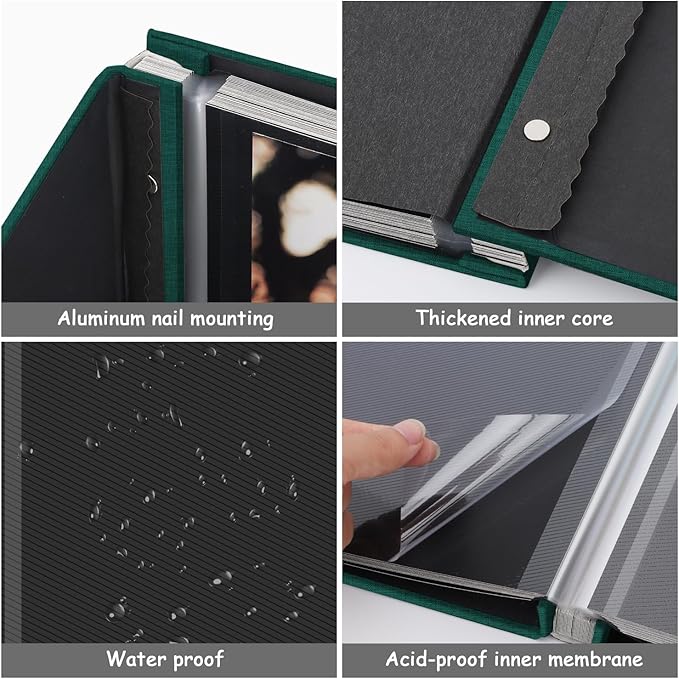 Zesthouse Photo Album Self Adhesive Pages, 60 Pages Magnetic Scrapbook Albums with Sticky Page, Photos Album Holds 8x10 & 5X7 & 4x6 & 6x8 & 3x5, Large Picture Book Ideal Gift for Family Wedding Baby