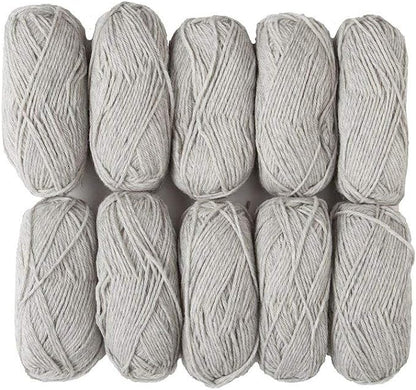 Knit Picks Wool of The Andes Yarn Pack - 10 Skeins of Gray 100% Wool Worsted Weight Yarn (Dove Heather)