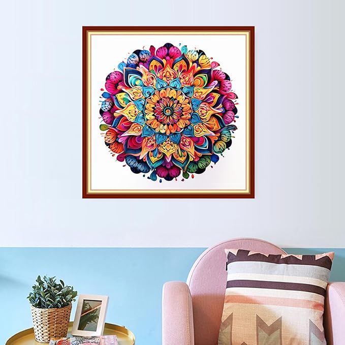 Redxing Stamped Cross Stitch Kits Embroidery kit for Beginners Adults Full Range of Embroidery Patterns Starter Kits DIY Printed Cross Stitch Kits Needlepoint Kits 11CT-Colorful Mandala 18x18 inch