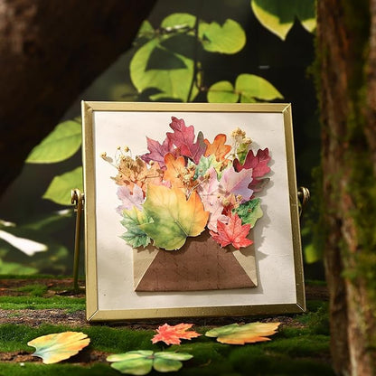 AuriicLeaf Botanical Leaf Stickers, 270PCS Plant Stickers for Scrapbooks Journals DIY Crafts Writable Cowhide Paper Material