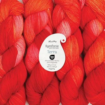 KnitPro Symfonie Hand Dyed Yarn | Extra Fine Merino Wool & Polyamide Blend for Knitting & Crocheting, Fingering Weight, Oeko-TEX Certified 400m, 100g Skein | Terra Variegated Berry Bowl