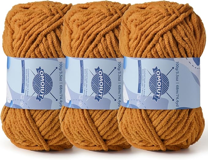 3 Pack Chunky Chenille Yarn for Crocheting，Baby Yarn for Crocheting Soft Blankets，Bulky Yarns for Crochet Amigurumi，300g (223yds) Fluffy Velvet Yarns for Hand Knitting (3 Loess)