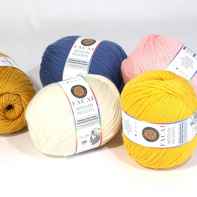 Facai Blend Merino Wool Yarn for Knitting - Worsted Weight,197yds (3.5oz) Ball, Ideal for Sweaters, Scarves, and Accessories (1, Dark Blue)