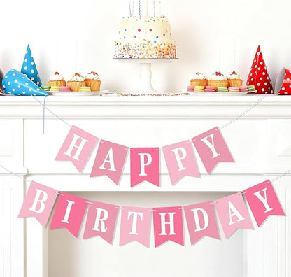Mooliwe 171 Pcs DIY Custom Banner Kit Make Your Own Customizable Sign for Birthday Wedding Party Decoration Include 20 Paper Pennant 148 Letters and Numbers 1 Rope 2 Threading Device (Pink)