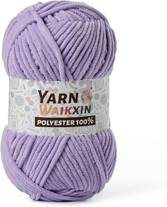 Soft Chenille Yarn for Crocheting, Fluffy Chunky Crochet Yarn for Baby Blanket, (1.76oz/65.6yds) Fuzzy Velvet Yarn for Amigurumi&DIY Puzzle、Crafts、Scarf(Light Purple)
