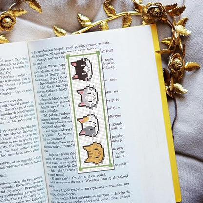 FREEBLOSS 6 Set Cross Stitch Bookmark Kit Counted Cross Stitch Kit Embroidery Bookmarks with Instruction Cartoon Cat Embroidery Kit for Beginners Adults 8''x2.4''