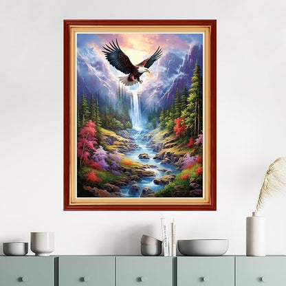Dimensean Stamped Cross Stitch Kits Full Range of Embroidery Patterns Starter Kits for Beginners Adult DIY Cross Stitches Needlepoint Kits 11CT-Mountain and River Eagles 16x20 inch