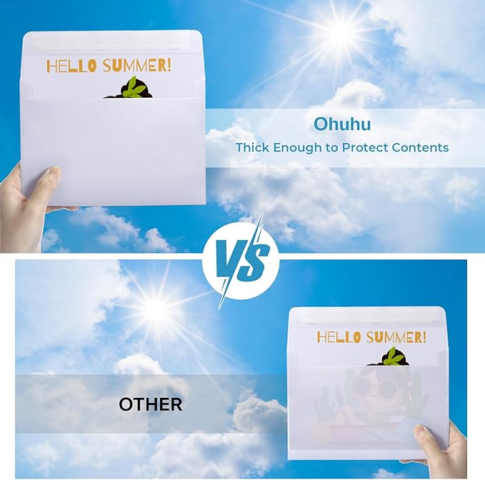 Ohuhu Blank White Cards and Envelopes 100 Pack - 4.25" x 5.5" Heavyweight Folded Cardstock and A2 Envelopes for DIY Greeting Cards Wedding Birthday Invitations Baby Shower Thank You Cards and More