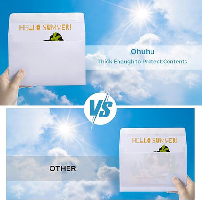Ohuhu Blank White Cards and Envelopes 100 Pack - 4.25" x 5.5" Heavyweight Folded Cardstock and A2 Envelopes for DIY Greeting Cards Wedding Birthday Invitations Baby Shower Thank You Cards and More