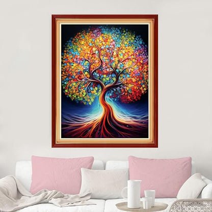 Dimxvean Stamped Cross Stitch Kits,Cross Stitch Kits for Adults Beginners,Embroidery Kits Full Range of Cross Stitch Stamped Kits Needlepoint Kits Cross Stitch Patterns-Magic Tree 16x20 inch