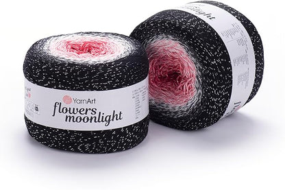 2 Skein/Pack YarnArt Flowers Moonlight Gradient Glitter Yarn, Each Ball 9.17 oz (260 gr) / 1094 Yards (1000m), 53% Cotton 43% Acrylic 4% Metallic Polyester, Yarn for Knitting and Crochet (3260)