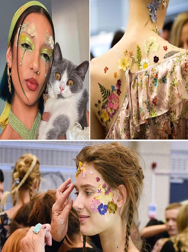 120pcs Real Nature Dried Pressed Flowers for Resin Craft, Dry Pressing Floral with Butterfly Stickers Set for DIY Jewelry Making Nail Card Scrapbook Art Tranquility